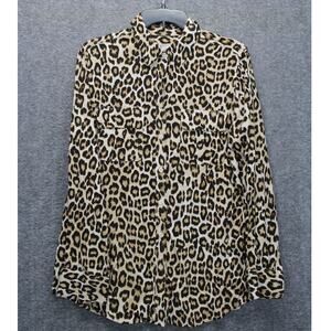 Chico’s 1 Leopard-Print Shirt Button Front Lightweight US 8